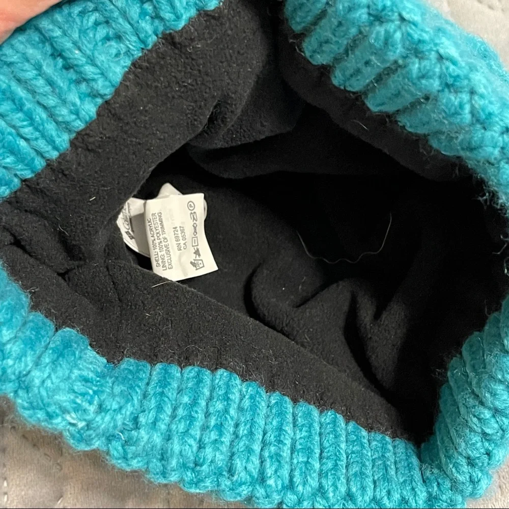 chunky cable knit COLUMBIA Teal Parallel Peak II Beanie cap hat small/youth